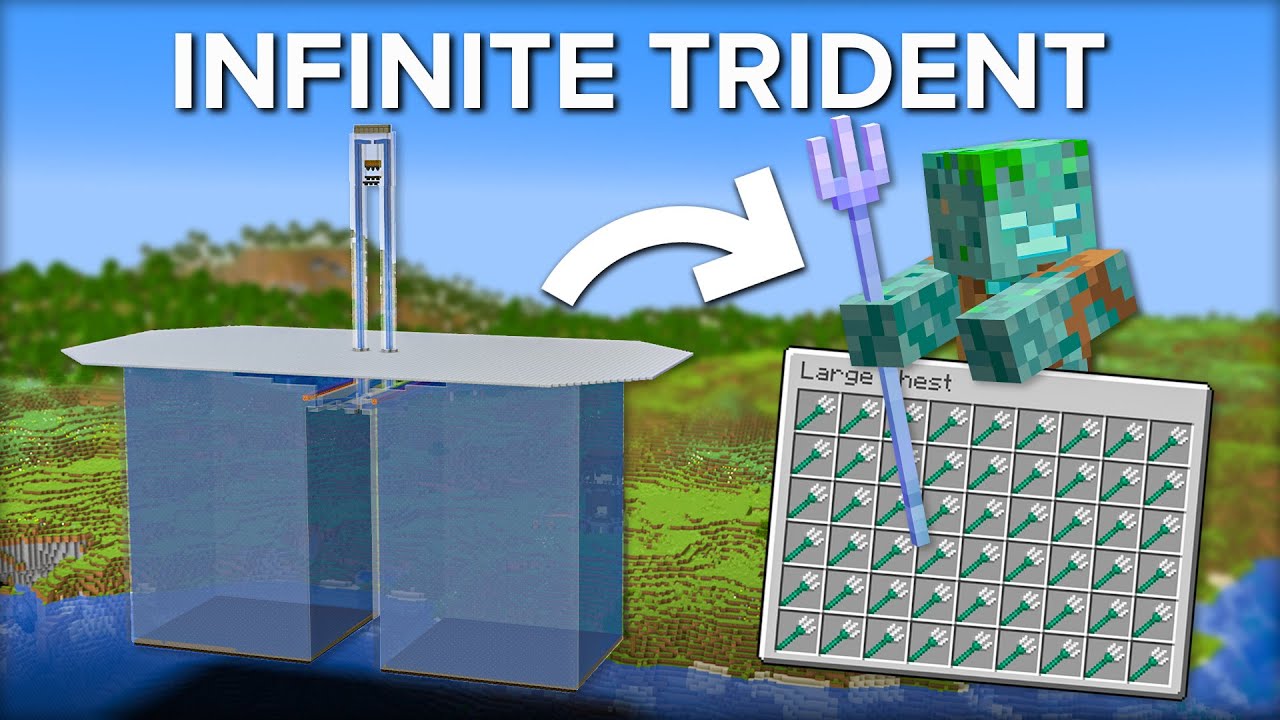 Minecraft 1.21 Trident & Drowned Farm - 33+ Trident Per Hour