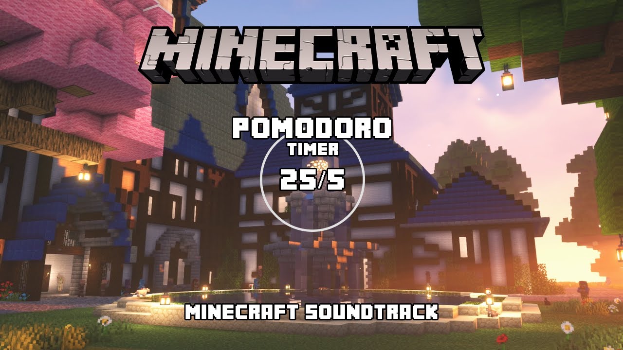 wizard village 🧙 minecraft music w/ pomodoro (25/5) timer for study, work, relax (DMCA FREE)