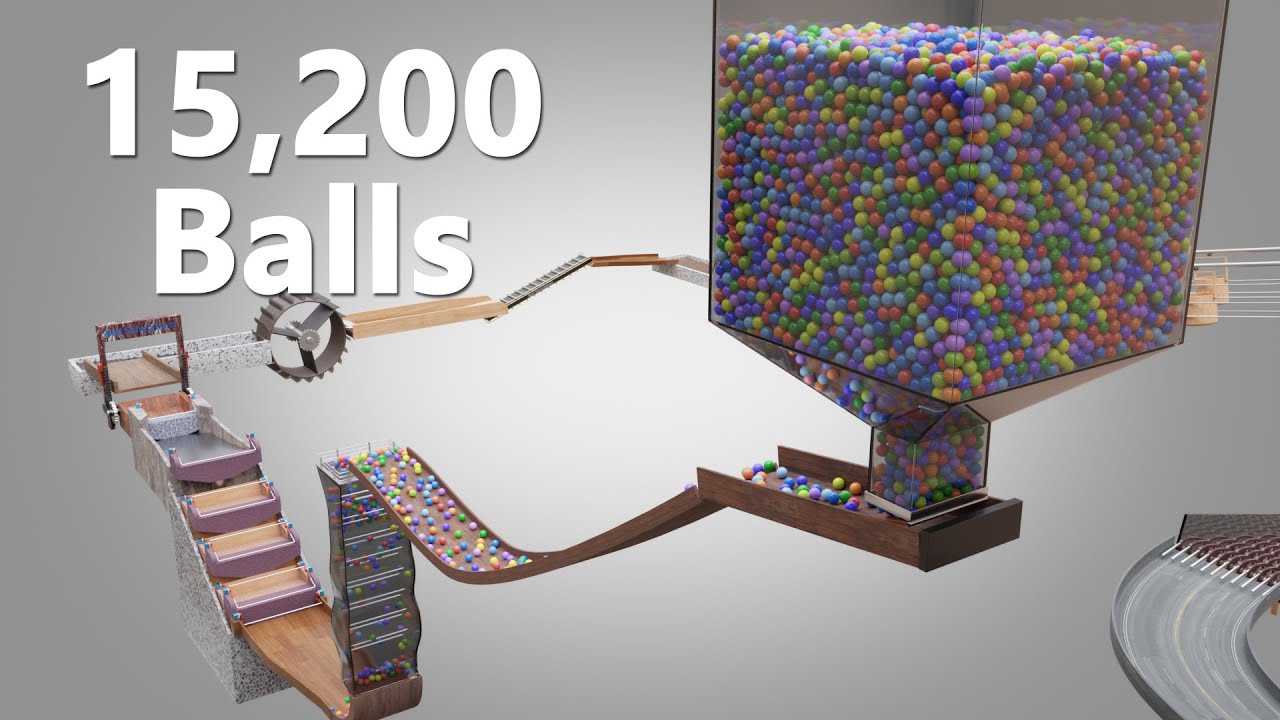 15,200 Color Balls Marble Run Loop animation V03
