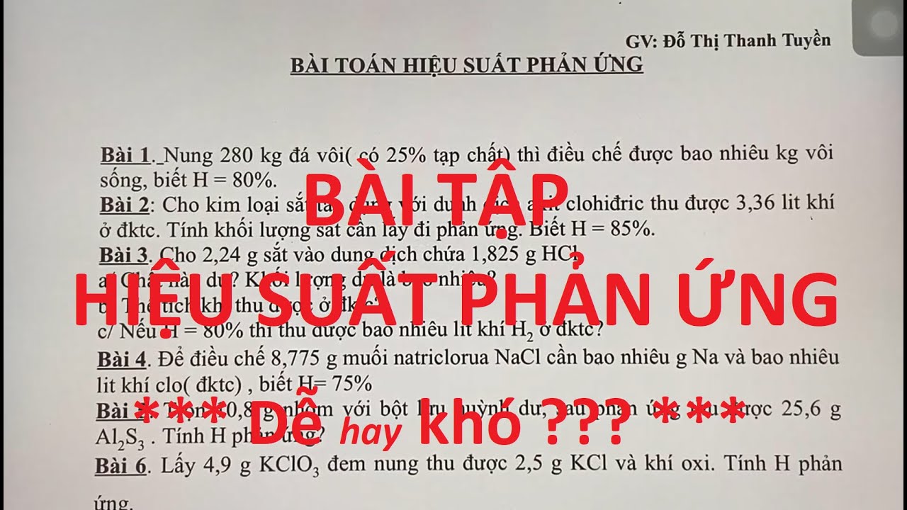 Bài Tập Về Hiệu Suất Phản Ứng