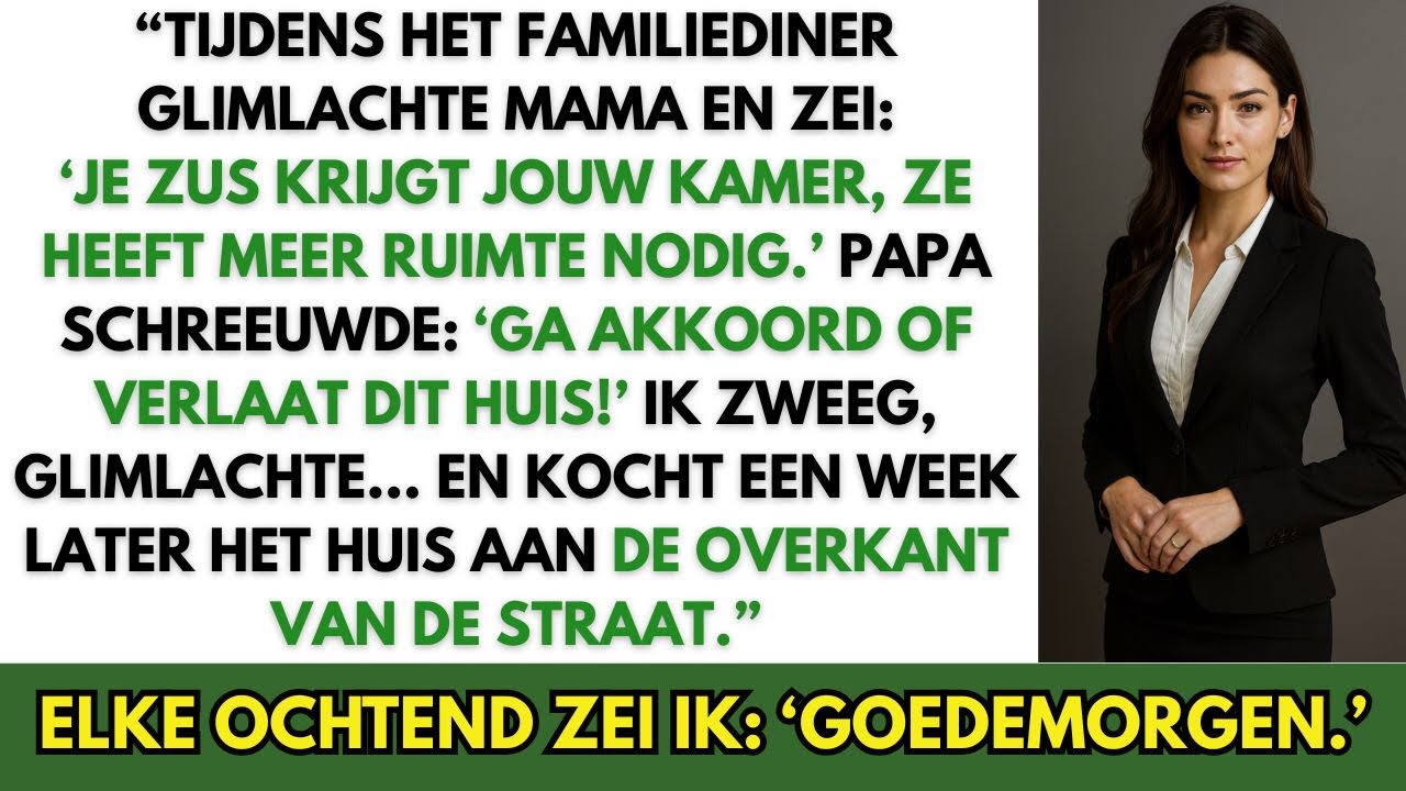 Tijdens het familiediner schreeuwden mijn ouders: ‘Geef de kamer op of verlaat dit huis…’