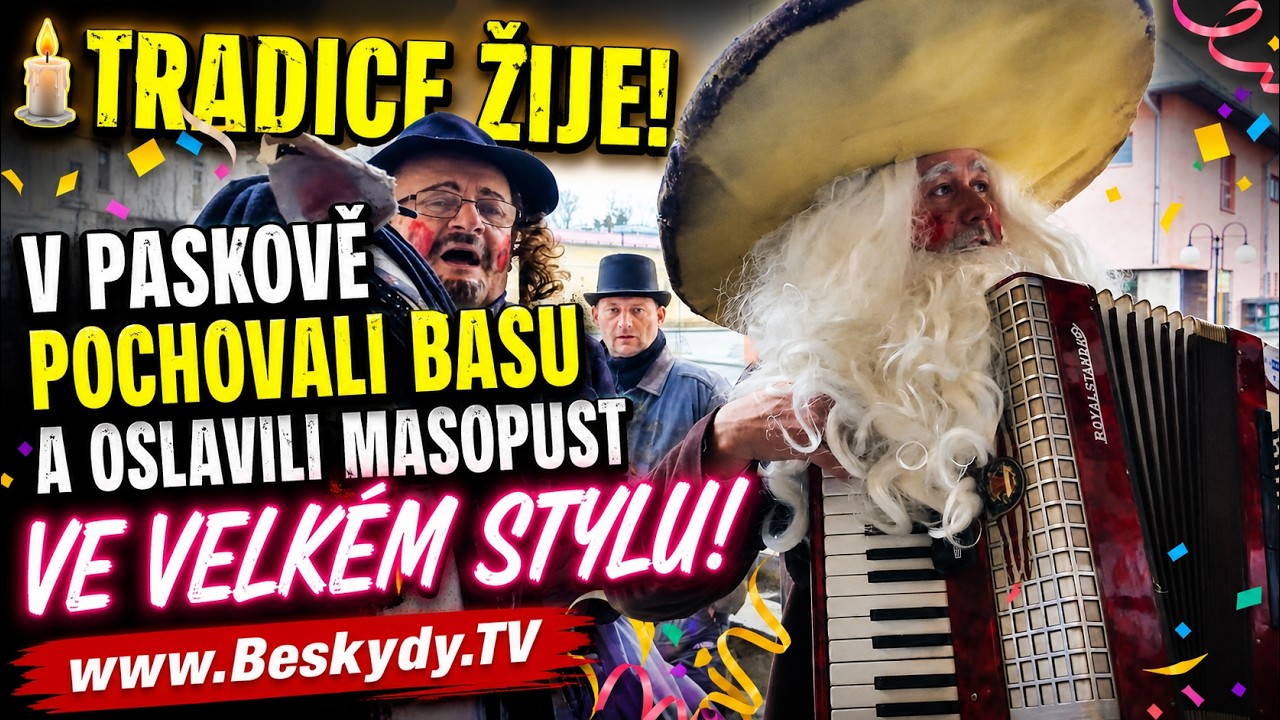 🕯️ Tradice žije! V Paskově pochovali basu a oslavili masopust ve velkém stylu │ @BeskydskaTelevize