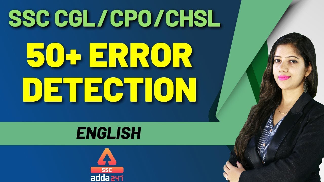 SSC CGL 2019 English Preparation | English For SSC CHSL 2019 | Error Detection in English