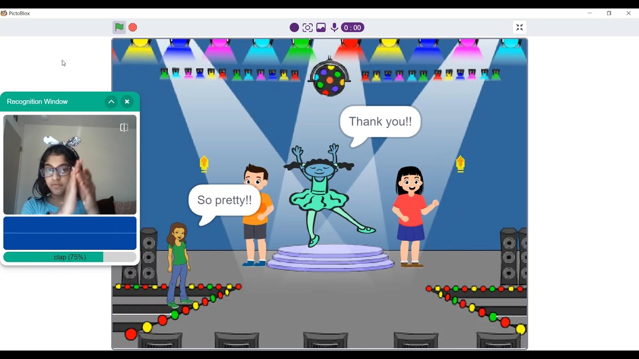 Ballerina responds to Claps and Whistles-A Machine Learning Project on PictoBlox | Scratch| Tutorial