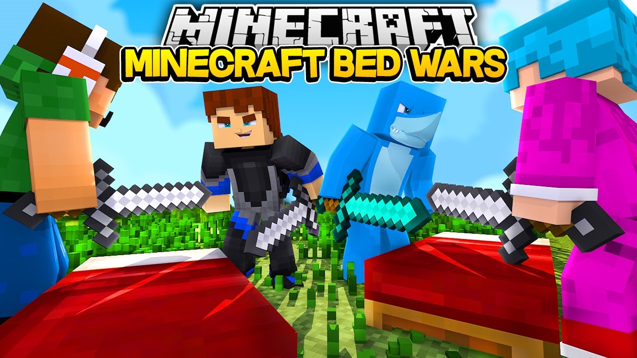 Minecraft BED WARS - SHARKYS FIRST GAME !!!