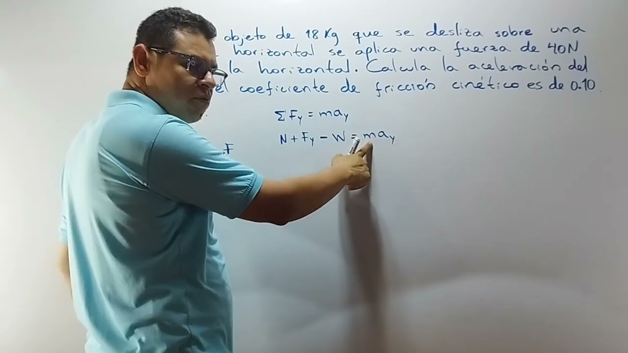 CALCULAR LA ACELERACIÓN DE UN OBJETO DADO LA FUERZA Y ÁNGULO , MASA Y COEF. DE FRICCIÓN CINÉTICO