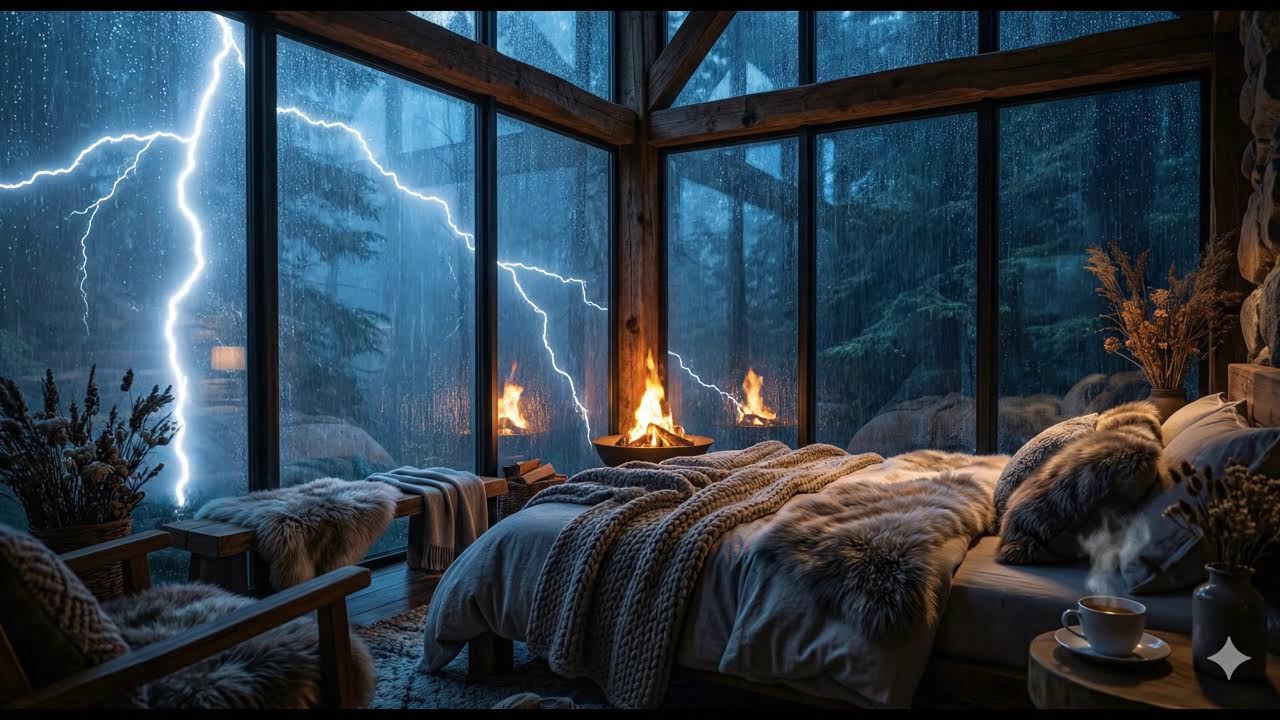 Sleep Like Never Before 😴 Heavy Rain & Distant Thunder on Old Farm Roof | Ultimate Night Ambience