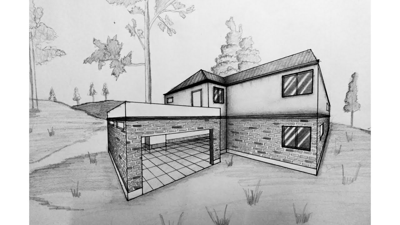 How to draw building in 2 point perspective / Pubg mobile squad house.