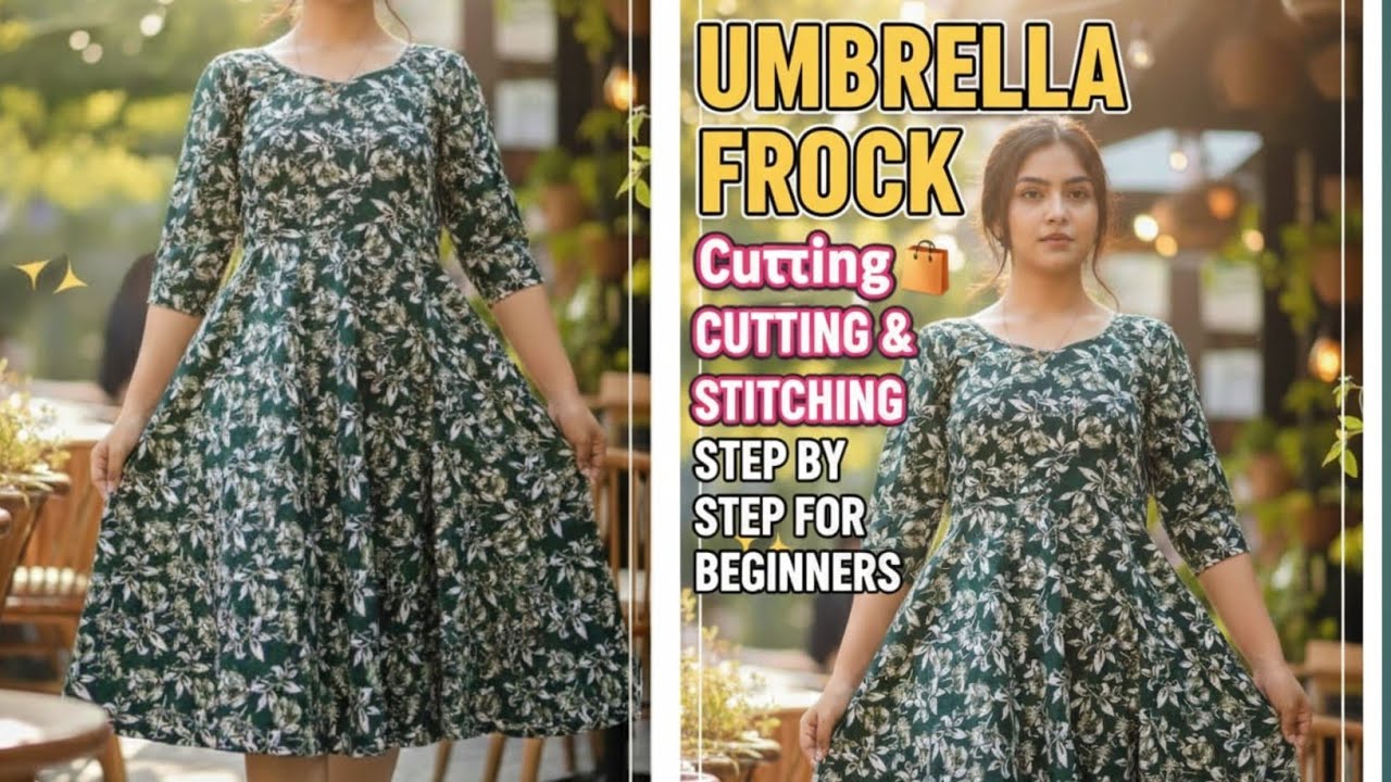 umbrella frock cutting and stitching hindi | how to cut and stitch umbrella frock 