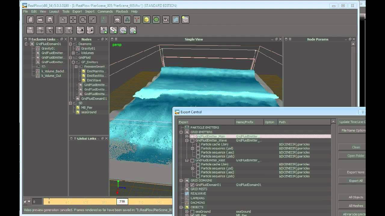 Create a large-scale water simulation in RealFlow (6 of 9)