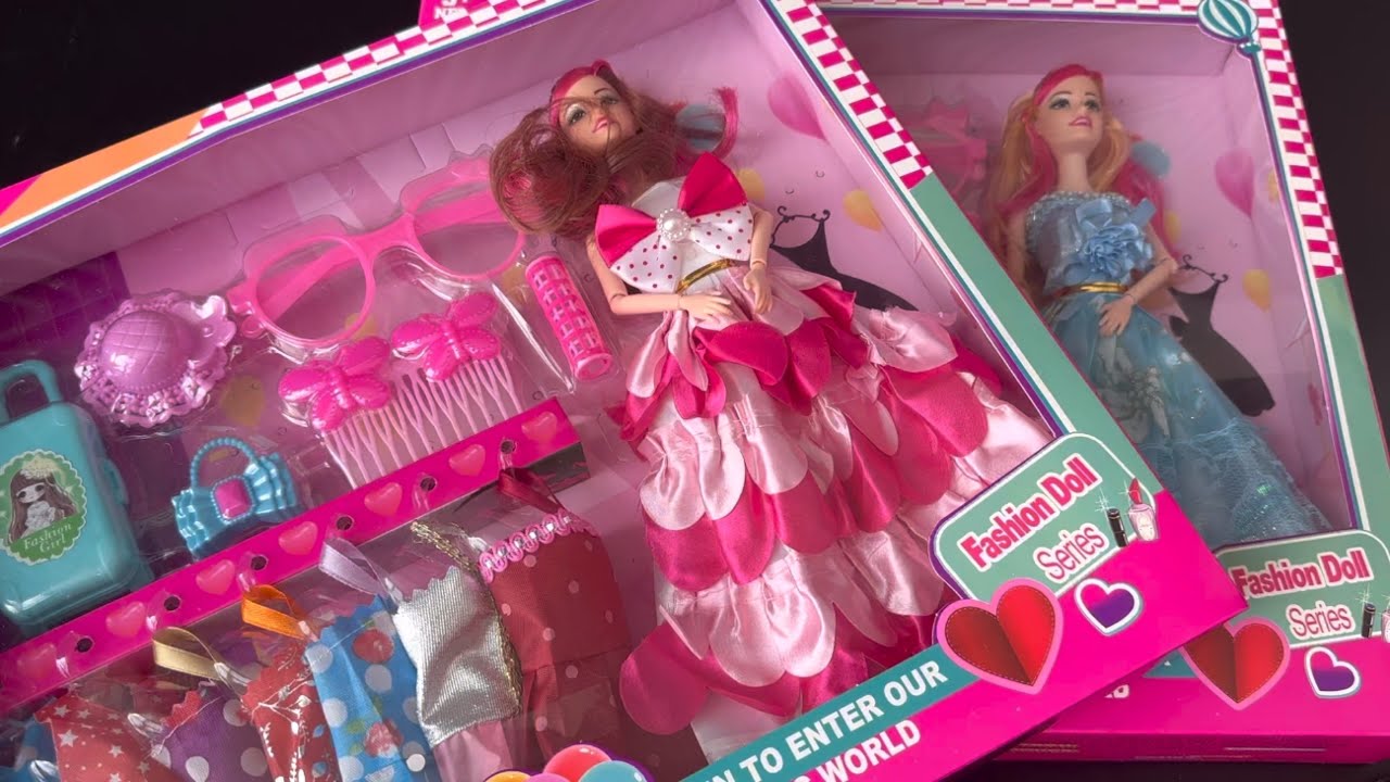 9 minutes Satisfying with Unboxing | New 2 boxes Beauty Doll & Accessories | No music |ASMR Sound