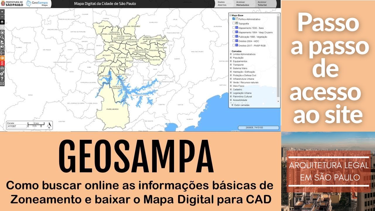 TUTORIAL GEOSAMPA - como buscar as informações de zoneamento para um terreno e baixar o MDC para CAD