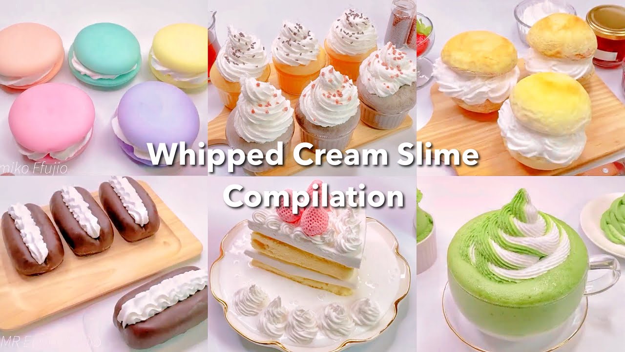 【ASMR】🧁ホイップクリームを絞ったスライムまとめ🧁【音フェチ】Whipped Cream Slime Compilation