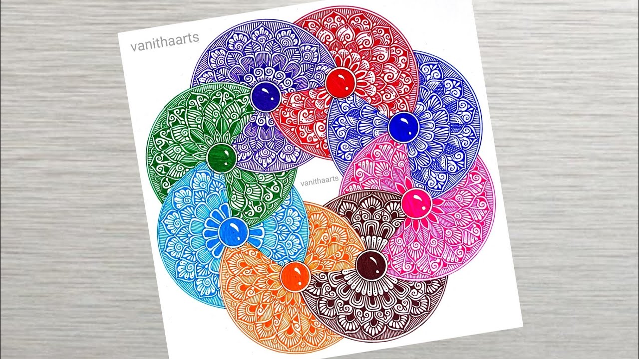 Colorful Mandala Art Using Spirograph Technique Step-by-Step Tutorial | #vanithaarts #geometricalart