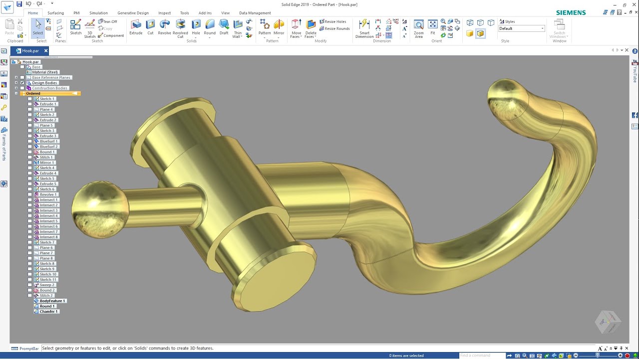 SOLID EDGE 2019 - HOOK - HYDRAULIC ARM