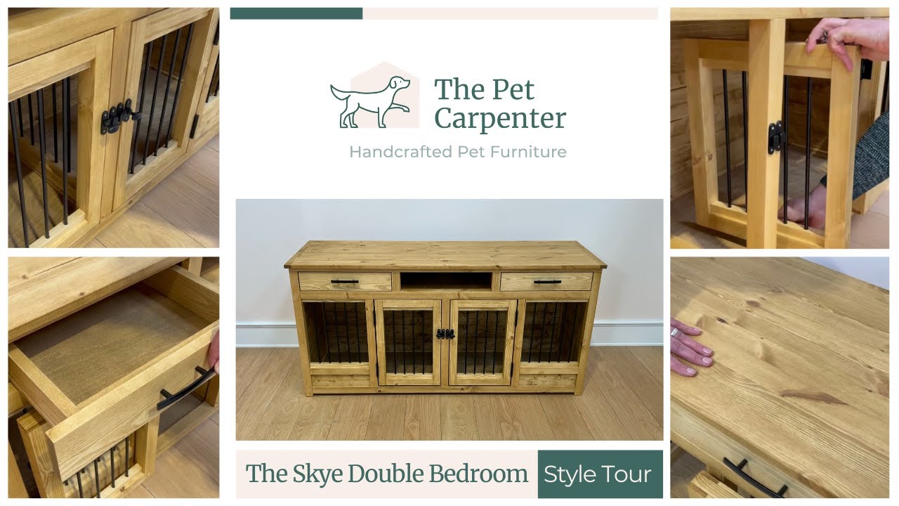 Double Dog Crate Pet Furniture Tour finished in Oak Wax