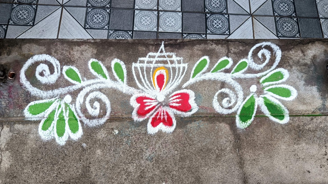 Panguni Madham Border Kolam | Flower Rangoli | S3-151