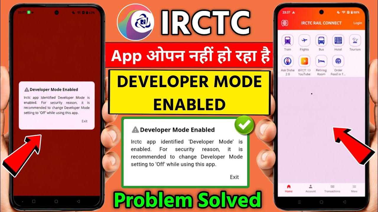 IRCTC App Developer Mode Enabled Problem 2026 | How to Fix Developer Mode Error in IRCTC App