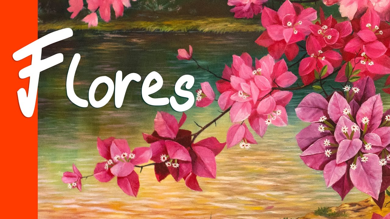 Como Pintar un Paisaje con Flores,  Time Lapse pintura al Óleo o acrílico (Pintar Flores)