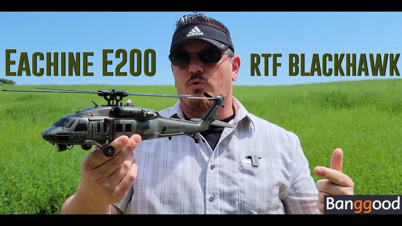 Eachine - E200 - Black Hawk Heli RTF - Unbox, Build, Radio Setup, & Maiden Flights