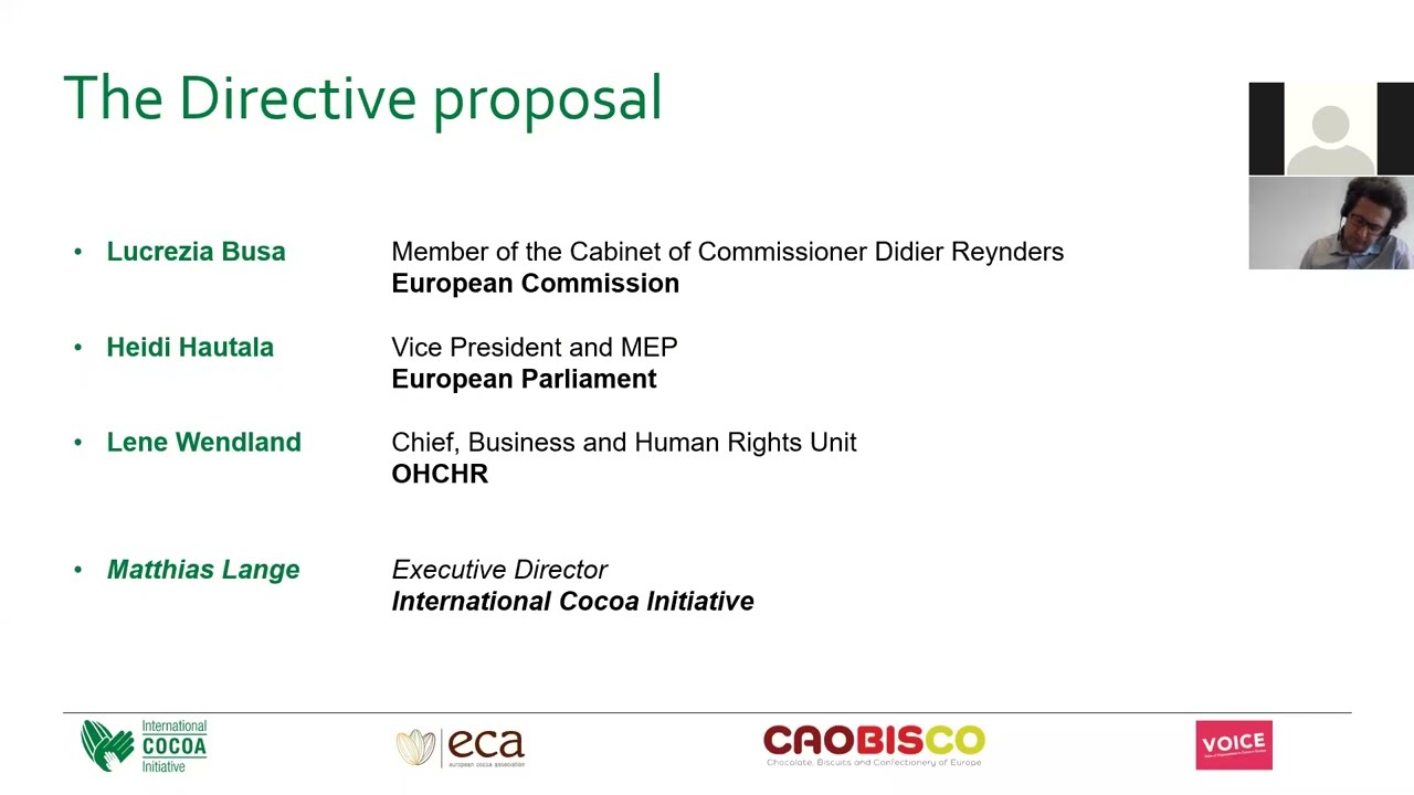 Recording - EU Corporate Sustainability Due Diligence Directive applied to the cocoa sector
