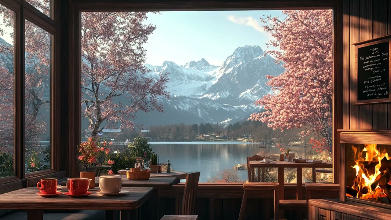 Cozy Spring Café Ambience ☕ Smooth Jazz Music for Calm Focus and Positive Vibes