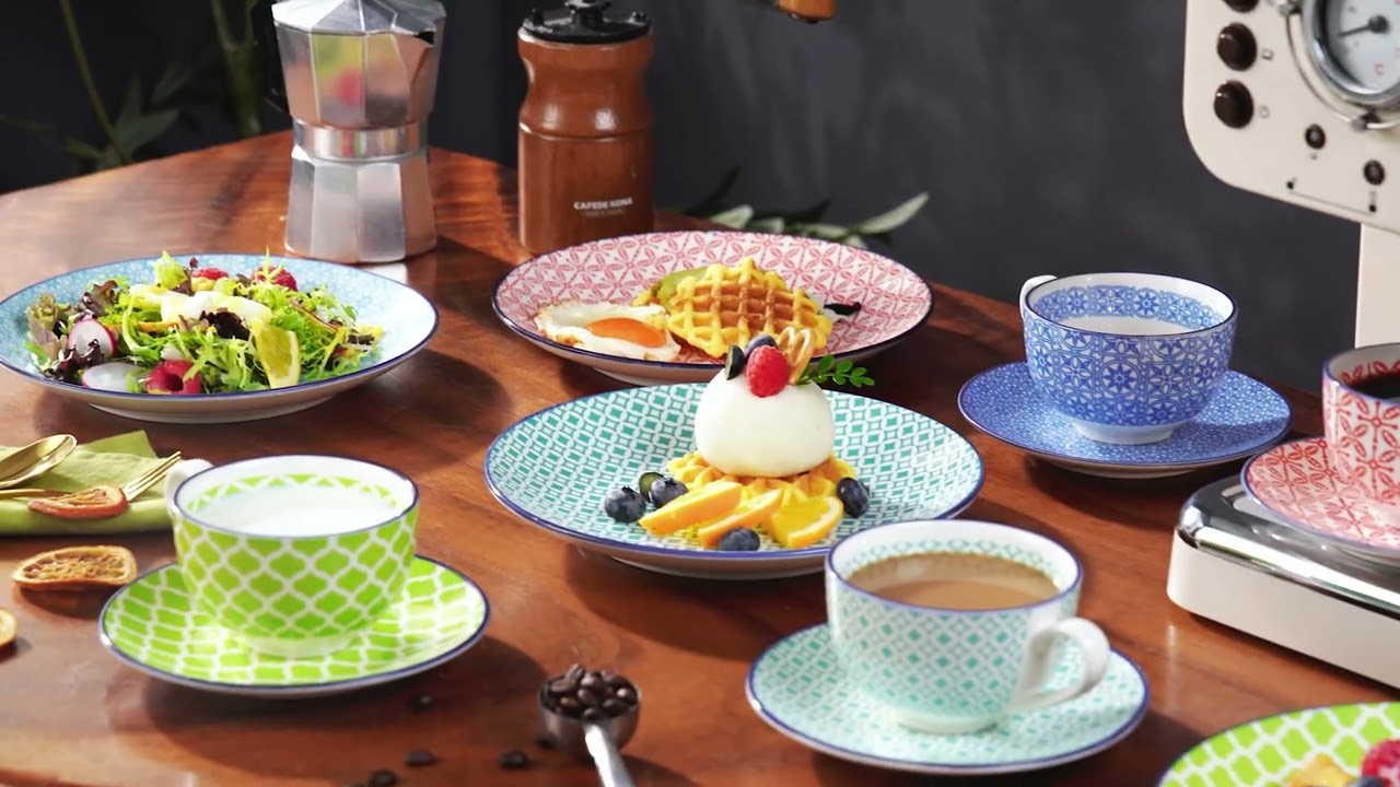 vancasso 12 Pieces Afternoon Tea Cup Set, Elegant Cups & Saucers, Porcelain Tea Ware