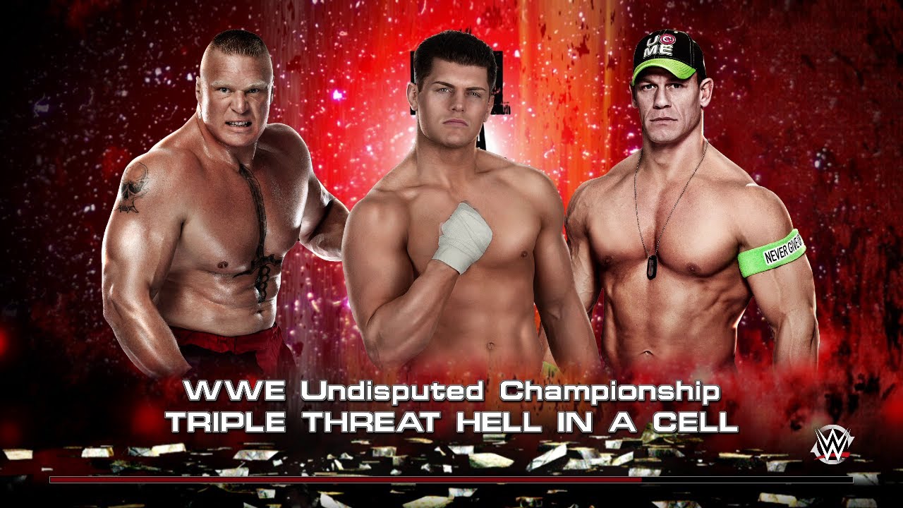 WWE 2K15 - Cody Rhodes VS Brock Lesnar VS John Cena [HELL IN A CELL WWE Undisputed Championship]