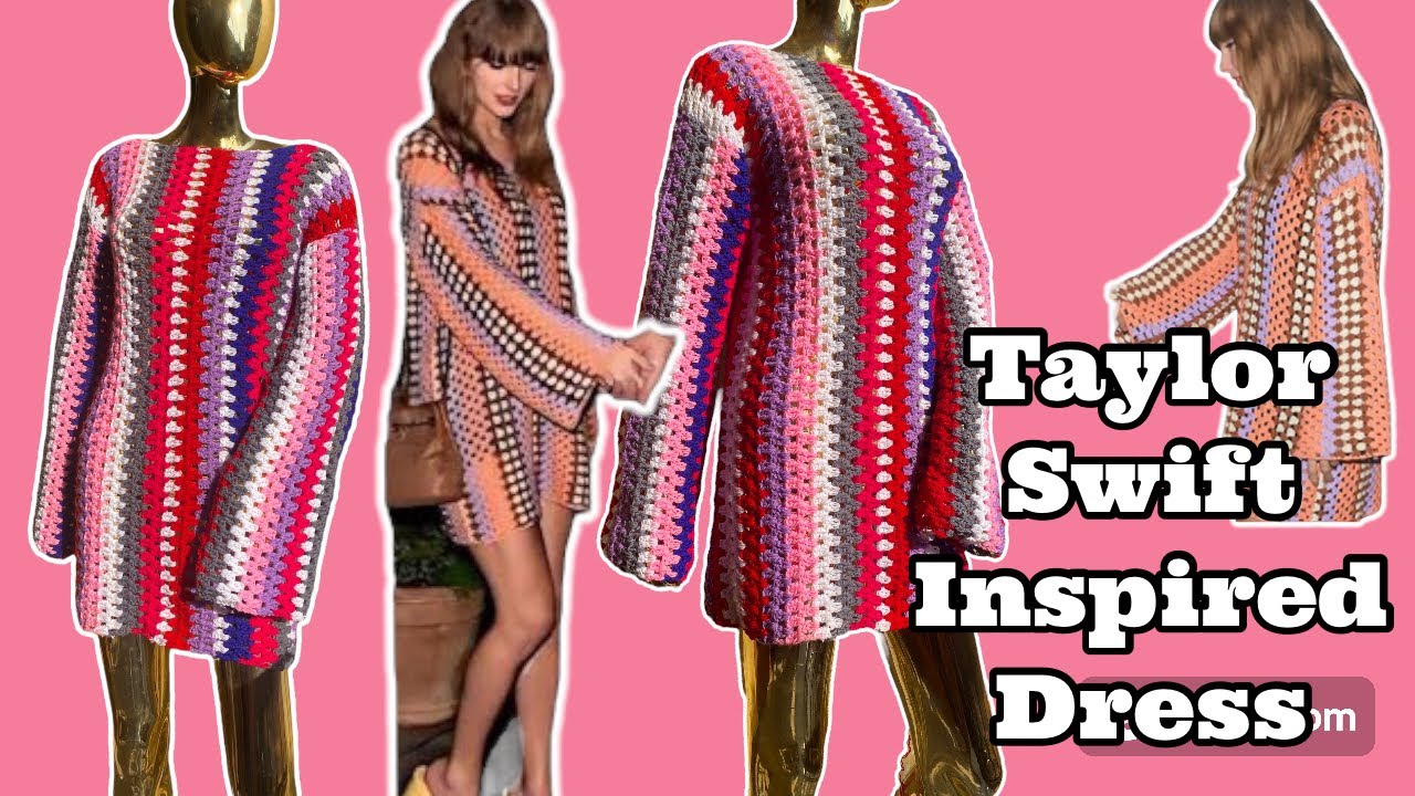 How to Crochet the Taylor Swift Inspired dress - THE EASY WAY (Granny stripe long sleeved dress)