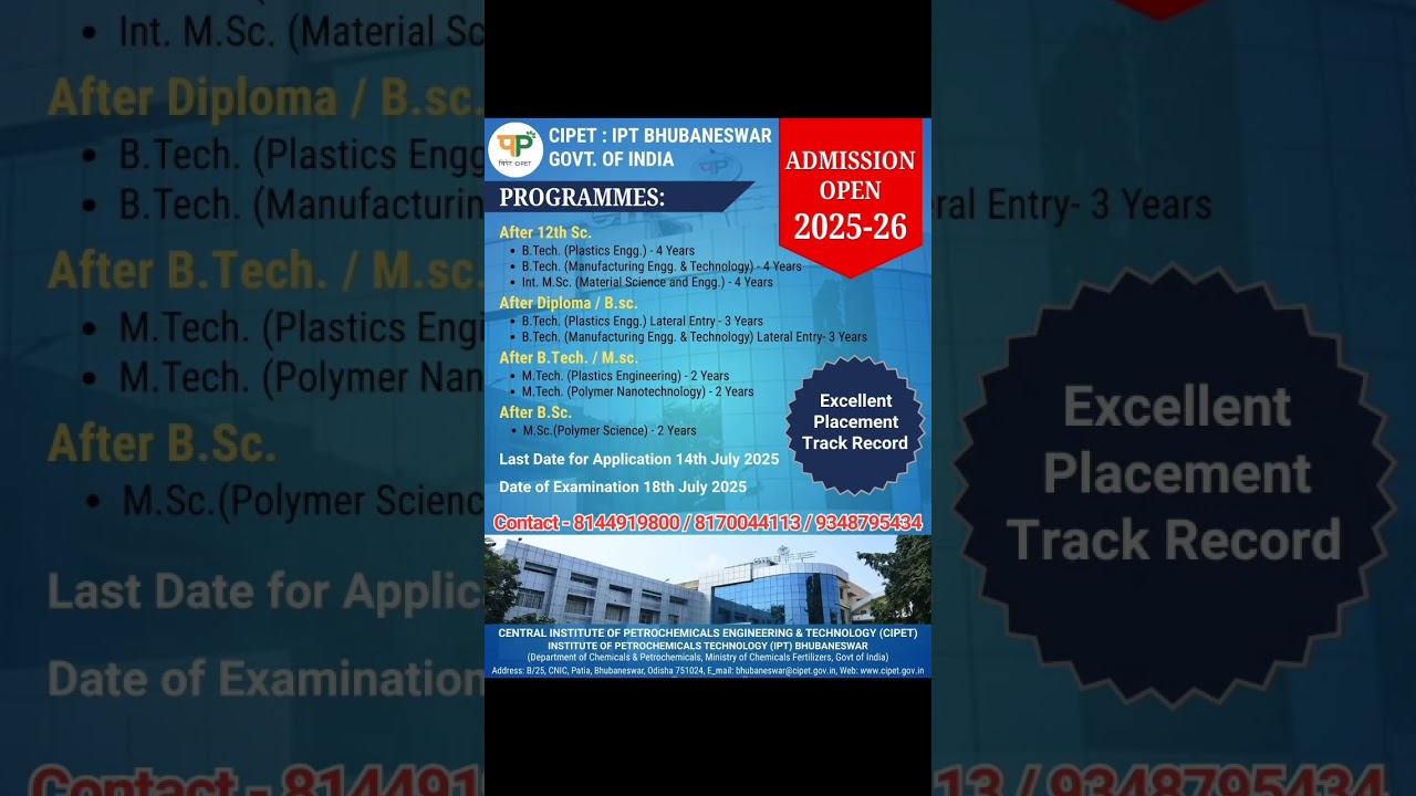 #cipet #bhubaneswar #admissionsopen2025_26 #admissions #diploma #btech #mtech