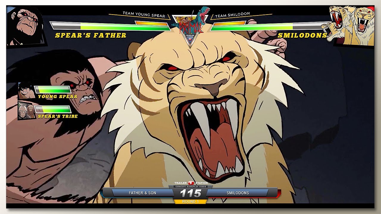 Young Spear & Father vs Smilodons with Healthbars