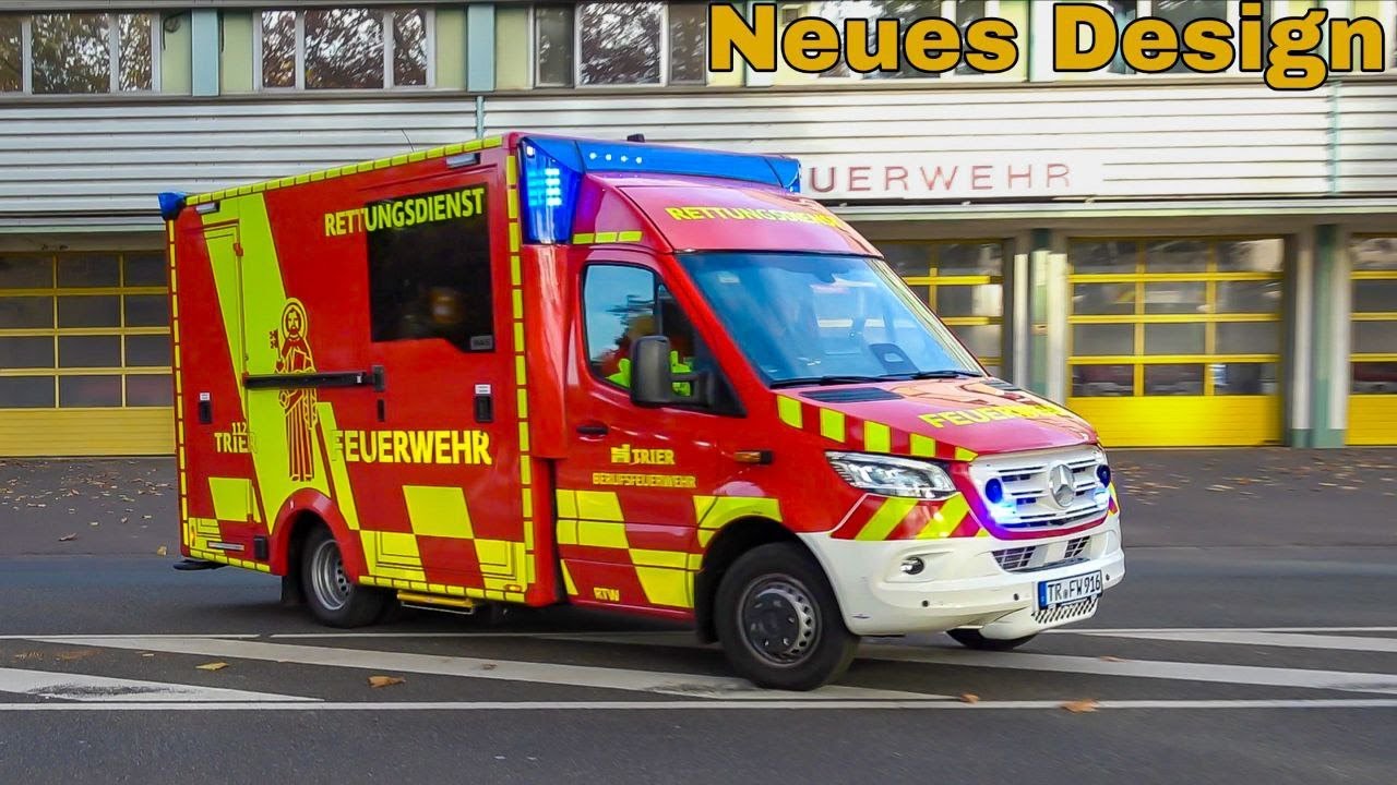 Neuer RTW & Neues Design für die Trierer Feuerwehr | Einsatzfahrten an der Hauptfeuerwache Trier