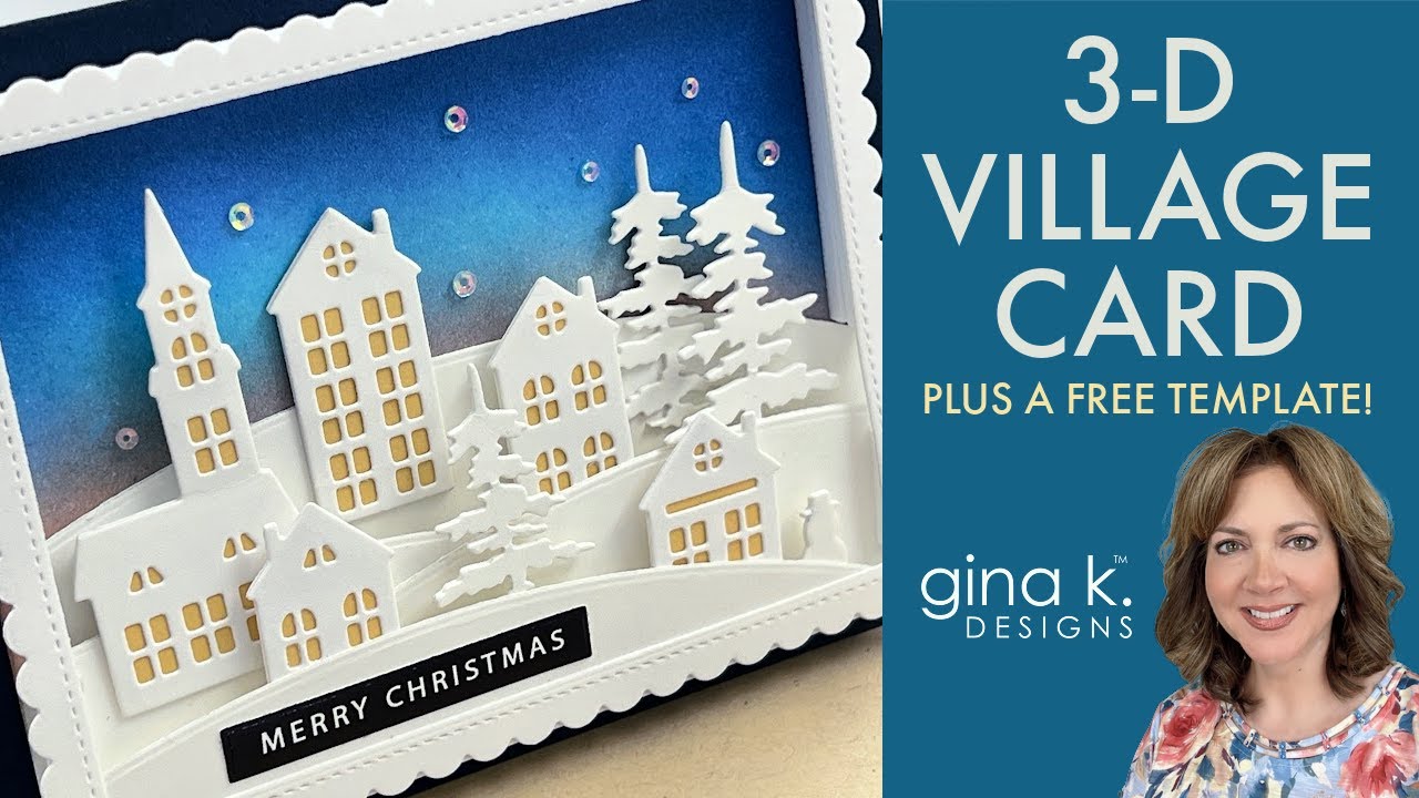 3-D Village Card with Free Template!