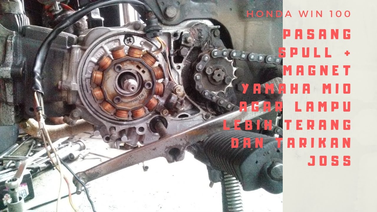 Honda win 100 rubah pengapian DC menggunakan spull set mio