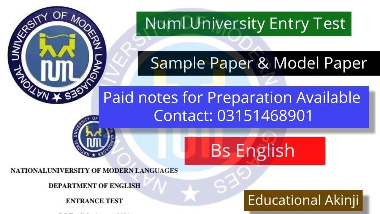 NUML Entry Test Preparation 2024 | Numl Entry Test Syllabus Paper Pattern Bs English