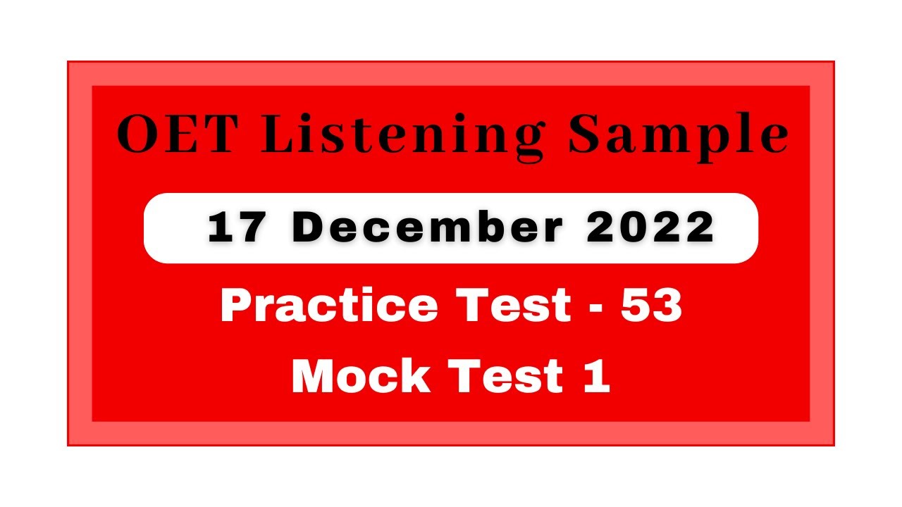 OET LISTENING SAMPLE TEST for Nurses/Doctors | OET 2.0 updated sample Test | 55 | #oet #oetlistening