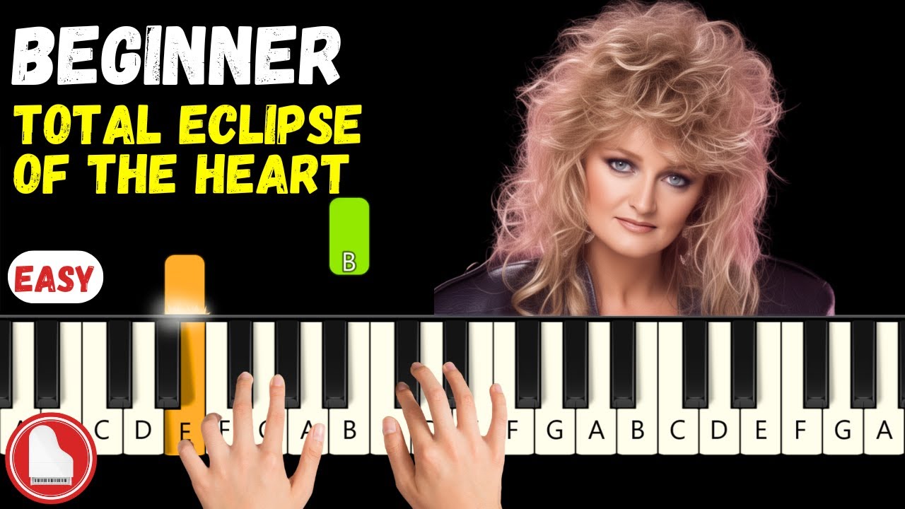 Total Eclipse Of The Heart 🌕 Bonnie Tyler 🌕 EASY Beginner Piano Tutorial (MIDI + Sheet Music)