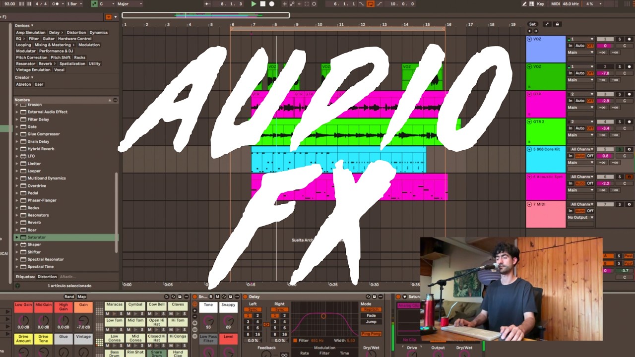 EQ, Reverb, Delay y Saturación en Ableton