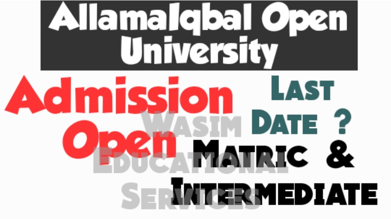 AIOU Matric & FA Admission Open Spring 2020