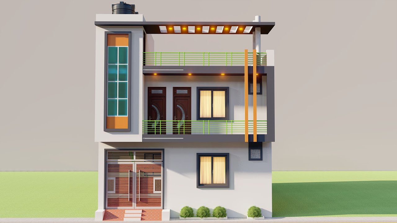 30x42 6 Bedroom Car Parking House, Plan Best 3D House