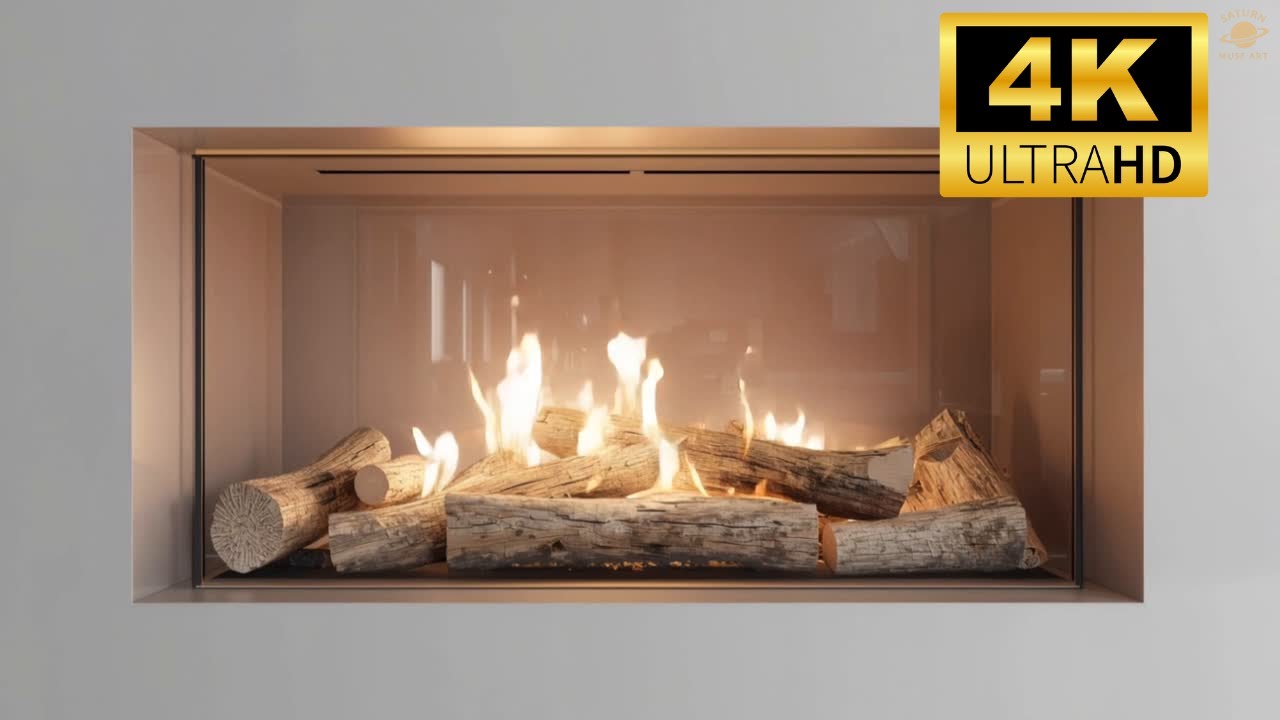 New Modern White Fireplace Sounds | Clean Daytime Ambience for Cozy Interiors 4K Ultra HD (No Music)