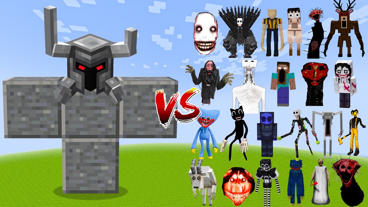 Ferrous Wroughtnaut vs All Minecraft Creepypasta Mutant mobs - Minecraft Mob Battle