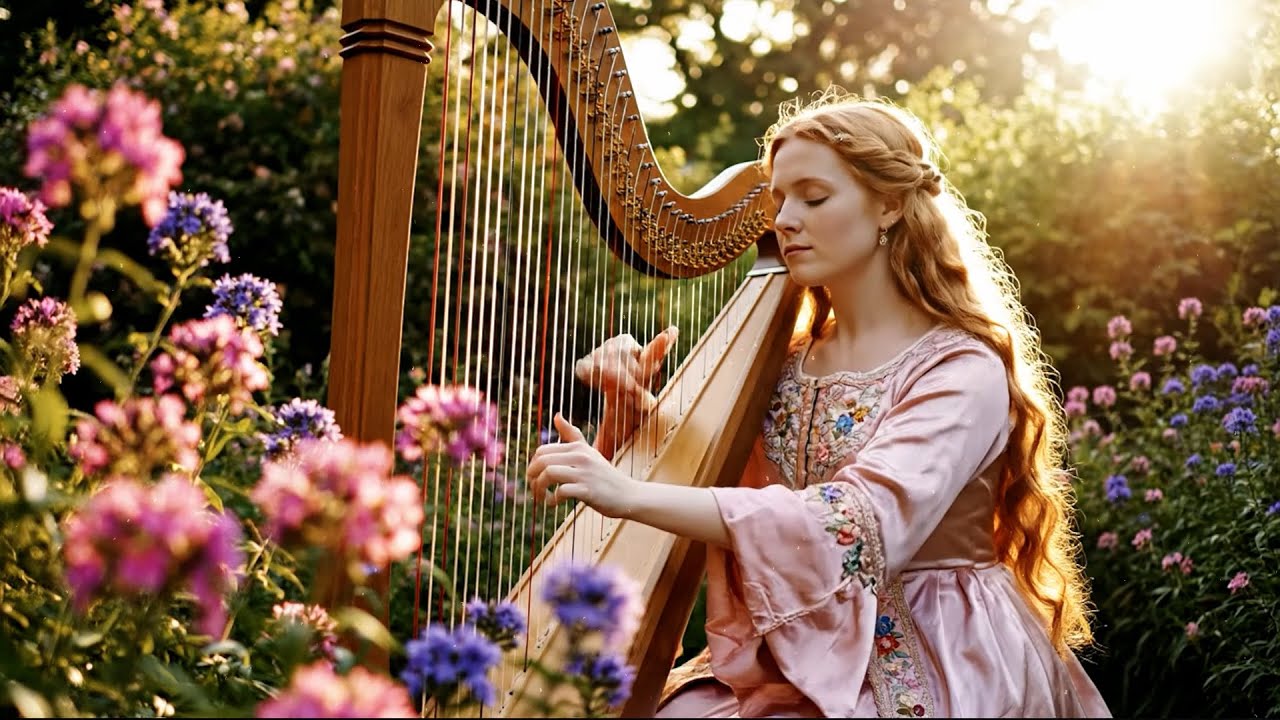 Relaxing Harp Music with Birds Singing 🌸 Calm Music, Relaxing Music, Sleeping Music, Meditation