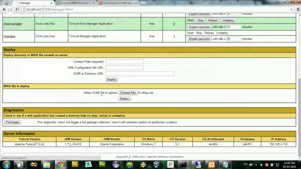 Deploying Java Web service on Tomcat Server