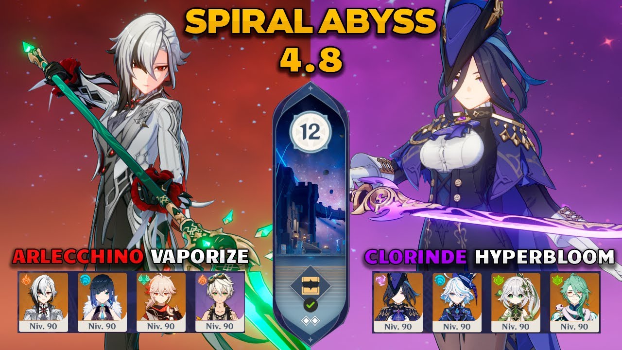 Arlecchino C0 | Clorinde C0 | Vaporize & Hyperbloom | Spiral Abyss 4.8 | Genshin Impact