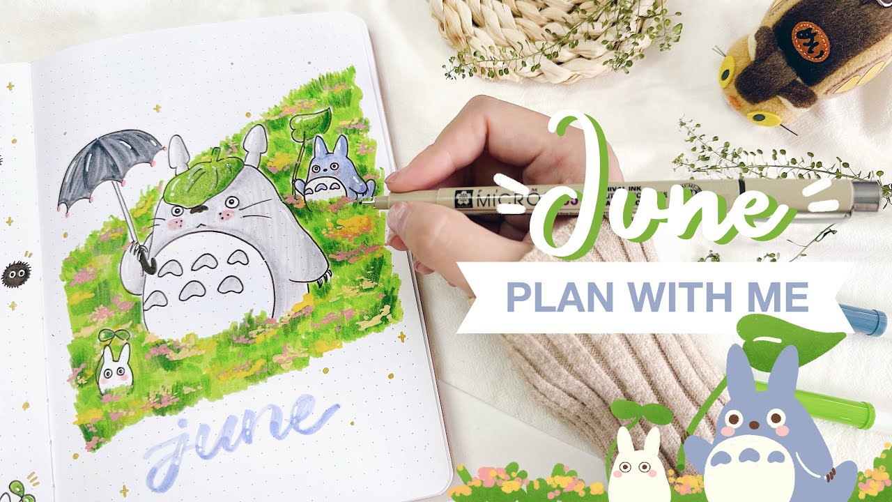 🌼 plan with me (studio ghibli inspired!) // june 2024 bullet journal setup