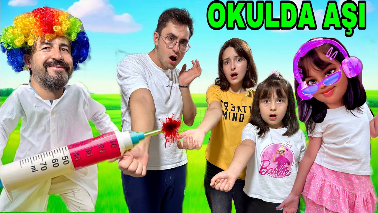 ZEYNEP VE HİRANUR OKULDA AŞI MACERASI KAÇIŞ YOK