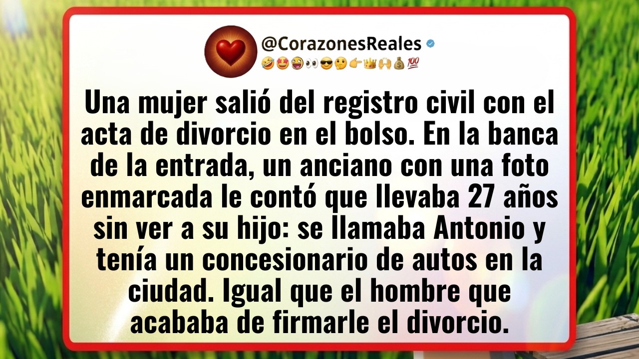 Al salir del Registro Civil divorciada, Laura vio a un anciano con una foto… quedó sin aliento…