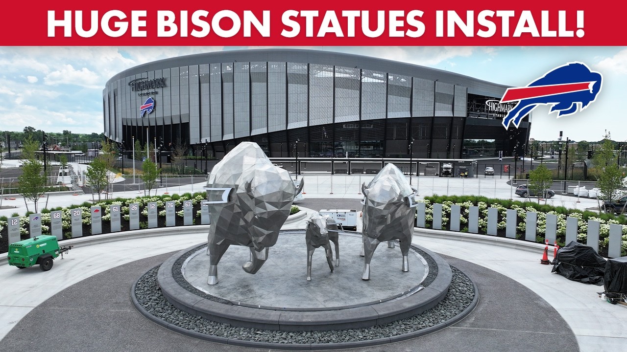 MASSIVE Bison Statue Installation At Highmark Stadium! | Buffalo Bills
