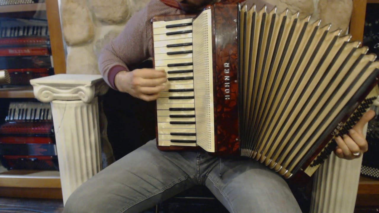 3532 - Dark Red Hohner Verdi II Piano Accordion MM 34 80 $599